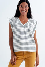 SLEEVELESS T SHIRT WITH SHOULDER PAD IN GRAY