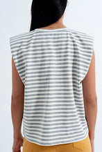 SLEEVELESS T SHIRT WITH SHOULDER PAD IN GRAY