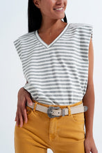 SLEEVELESS T SHIRT WITH SHOULDER PAD IN GRAY