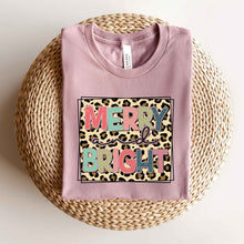 Leopard Merry and Bright Graphic Christmas Tee