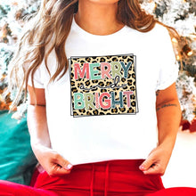 Leopard Merry and Bright Graphic Christmas Tee