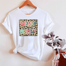 Leopard Merry and Bright Graphic Christmas Tee