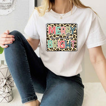 Leopard Merry and Bright Graphic Christmas Tee