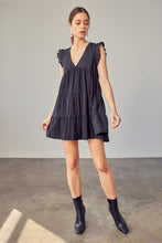 V NECK EYELET DRESS