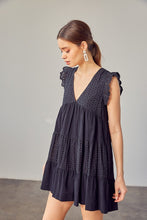 V NECK EYELET DRESS