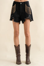 Frayed Rhinestone Denim Shorts