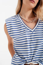 SLEEVELESS T SHIRT WITH SHOULDER PAD IN BLUe