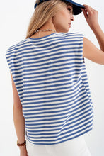 SLEEVELESS T SHIRT WITH SHOULDER PAD IN BLUe