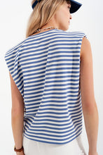 SLEEVELESS T SHIRT WITH SHOULDER PAD IN BLUe