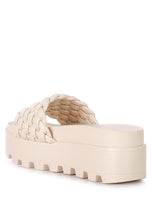 SUNDAE PLATFORM Slides WITH WOVEN TEXTURED STRAPS