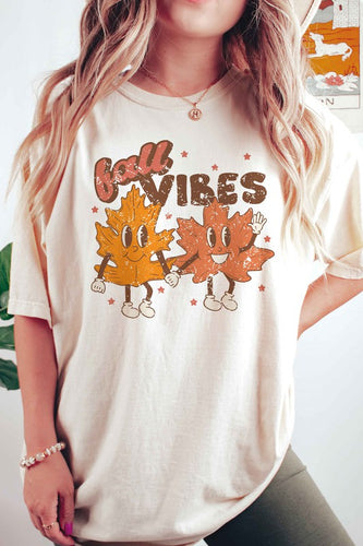 FALL VIBES AUTUMN LEAVES GRAPHIC TEE