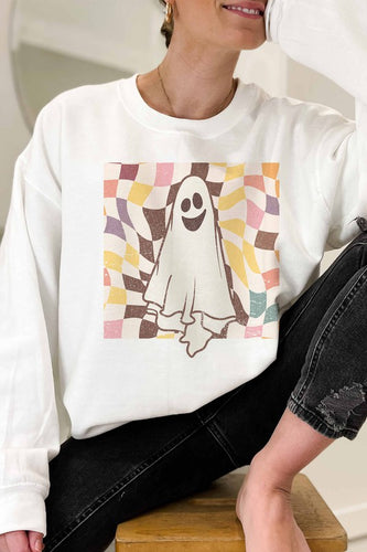 SPOOKY CHECKER GRAPHIC SWEATSHIRT