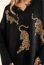 Frayed Edge Sequin Tiger Sweater