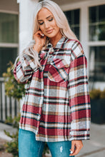 Plaid Button Front Shirt Jacket with Breast Pockets