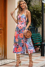 Floral Tied Cutout Split Spaghetti Strap Dress