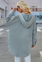 Long Sleeve Buttoned Hoodie with Pockets