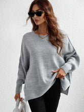 Exposed Seam Dropped Shoulder Slit Sweater