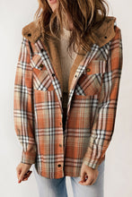 Plaid Snap Down Hooded Jacket