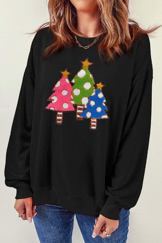 Tree Graphic Round Neck Sweatshirt