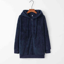 Quarter-Zip Drawstring Teddy Hoodie