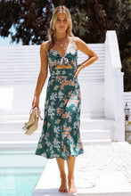 Floral Tied Cutout Split Spaghetti Strap Dress