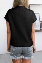 Ribbed Mock Neck Short Sleeve Knit Top