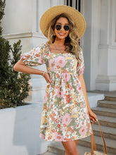 Floral Square Neck Cutout Mini Dress