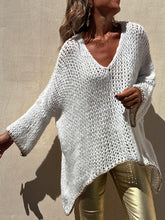 Contrast V-Neck Long Sleeve Sweater