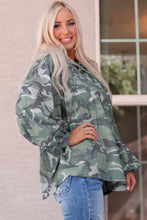 Camouflage Buttoned Dropped Shoulder Hoodie