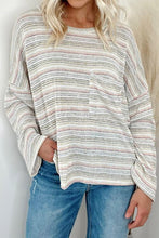 Striped Round Neck Drop Shoulder Top