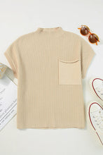 Ribbed Mock Neck Short Sleeve Knit Top